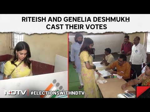 Actor Riteish Deshmukh And His Wife Genelia Deshmukh Cast Their Votes At A Polling Booth In Latur @NDTV