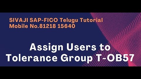 Assign Users to Tolerance Group T-OB57