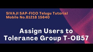 Assign Users to Tolerance Group T-OB57