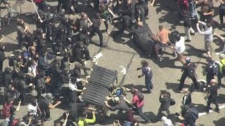 Protesters fight in Berkeley over President Donald Trump