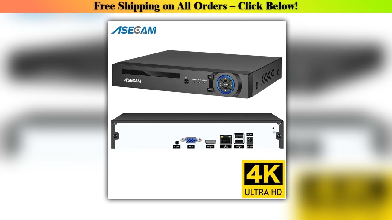 ASECAM 16CH 32CH 4K NVR Video Recorder AI Face Motion Detection Onvif H.265 8MP IP Camera CCTV