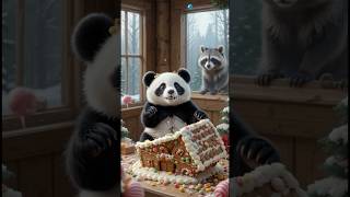 Panda Tries to Build a Gingerbread House… Total Fail 🧁🐼💥 #shorts #gingerbread #panda #cute