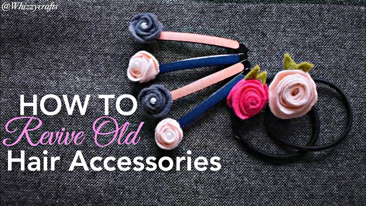 How to recycle Old Hairpins and Rubberbands / Felt flowers Hair Pins