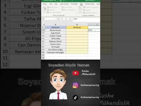 Excel Soyadları Büyük Harf Yapmak #Excel #Shorts