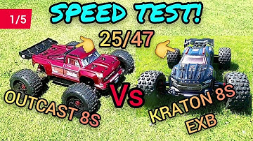 SPEED TEST! Arrma OUTCAST 8S vs KRATON 1/5 8S EXB Same gearing 25/47 & electronics..Which is Faster?