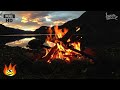 Lakeside campfire with relaxing nature night sounds