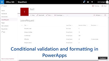 An intro to conditional validation and formatting in PowerApps (using SharePoint as a data source)