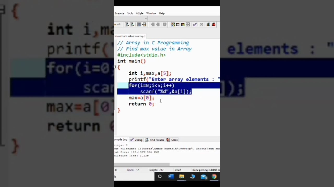 76 C Program To Find Maximum Number In Array C Programming shorts 76 C Program To Find Maximum Number In Array C Programming shorts