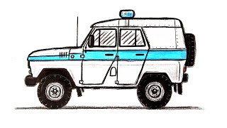 How to draw a UAZ PPS car 🚨