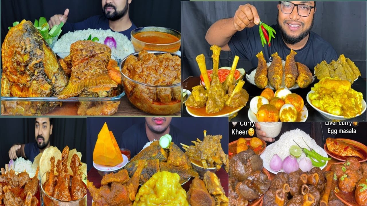 ASMR EATING PURI, MUTTON CURRY, CHICKEN CURRY, MASSIVE EATING *SPICY FOOD VIDEOS*