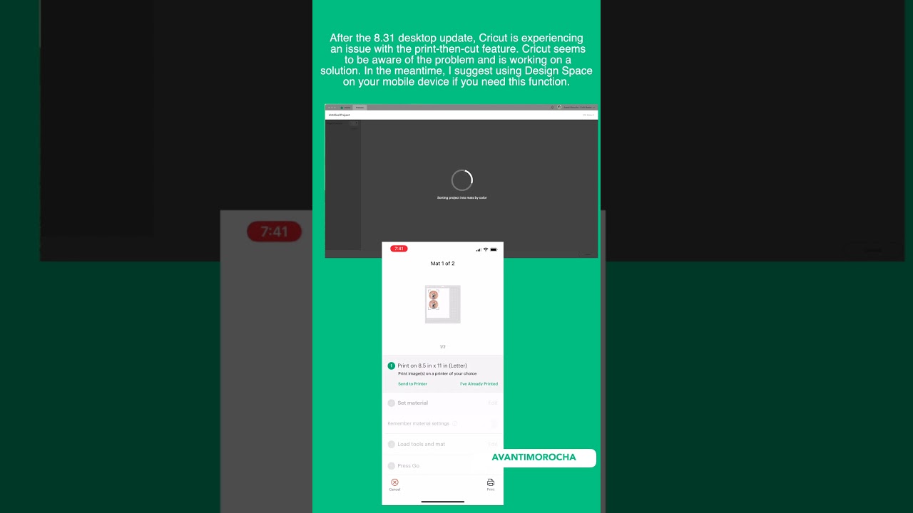 Cricut Problems Update 8.31 Print Then Cut - Problema