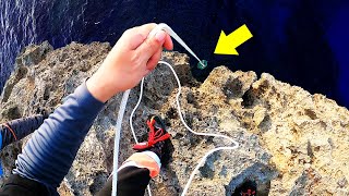 【落ちたら死】断崖絶壁の下にいる魚をロープ製の網に入れる凄技【大きい魚を釣りたい#5】