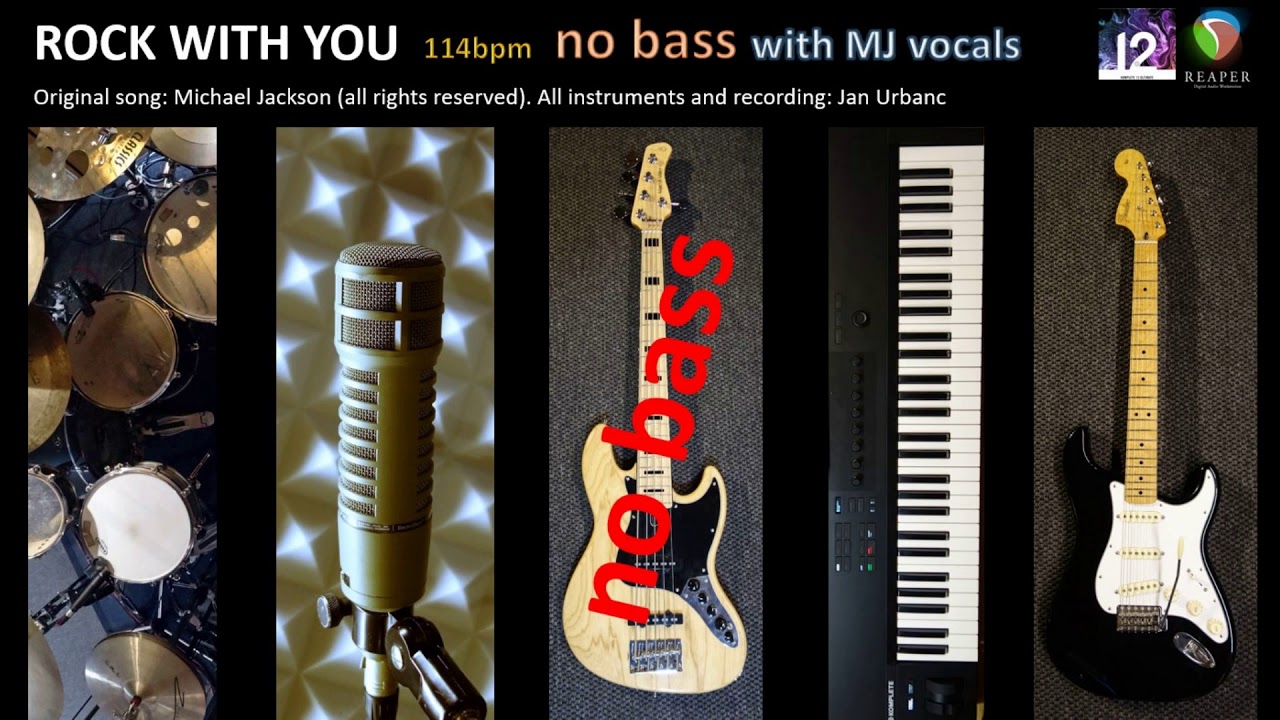 NO BASS - Rock with you - cover version + o. MJ voc., bassless, minus bass, without bass, less bass