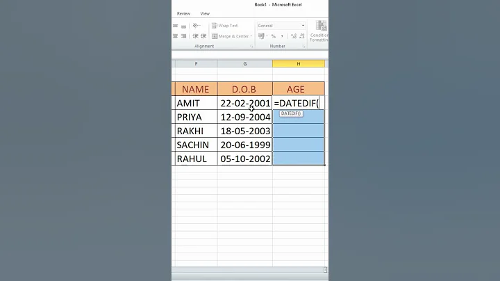 How to find Age in excel sheet | 🔥🤩🤩 #shorts #ytshorts #excel