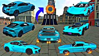 All New Sky Blue Super Cars Stunts Challenges Through Ramp 4 // Extreme Car Driving Simulator  screenshot 2
