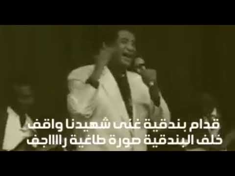 وردي قدام بندقية غنى شهيدنا واقف وخلف البندقية صورة طاغية راجف
