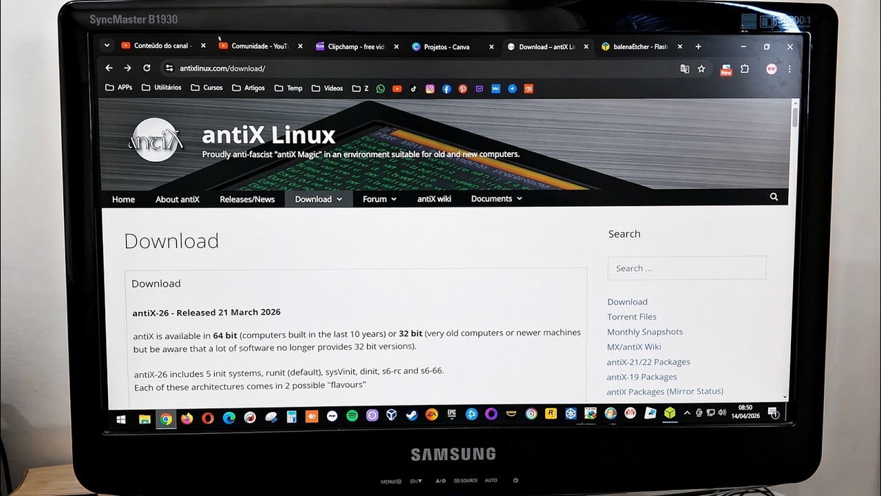AntiX Linux 26 - Como baixar e gravar no pen-drive - YouTube