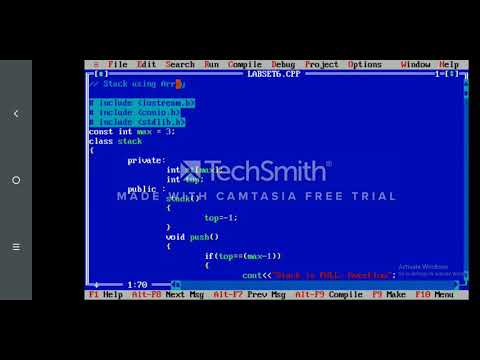 Data structure stack operation using array