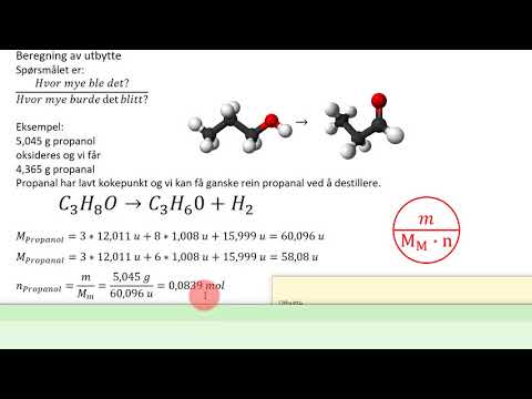 Beregning av utbytte i kjemiske reaksjoner -  Eksempel med oksidasjon av propanol