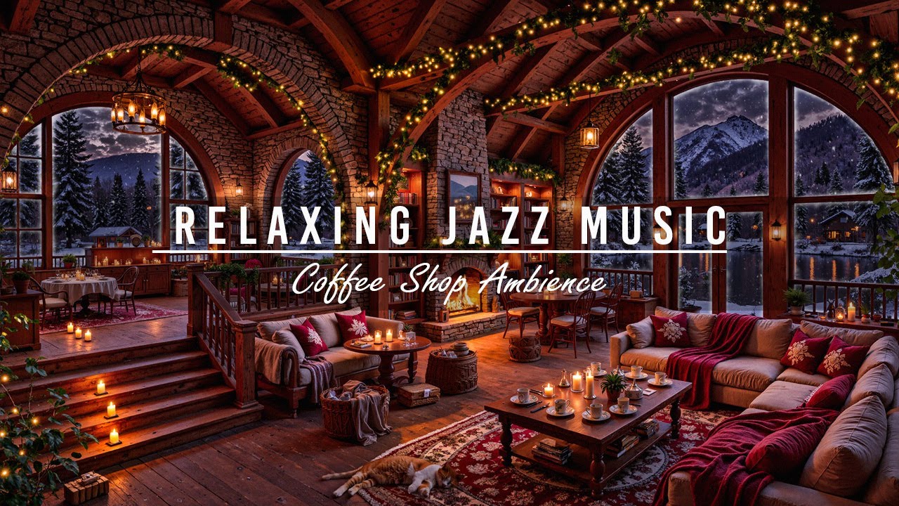 Cozy Winter Coffee Shop Ambience & Jazz Relaxing Music ⛄ Warm Jazz Instrumental Music to Work,Unwind