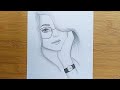 How to draw a Girl face with Glasses for beginners - step by step || Face drawing || Pencil sketch