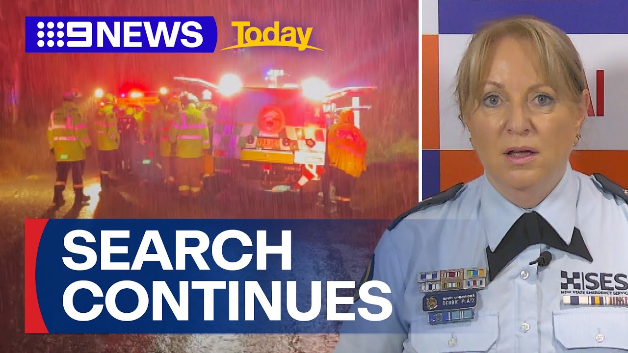 Search to continue for woman swept away in NSW flood waters | 9 News Australia