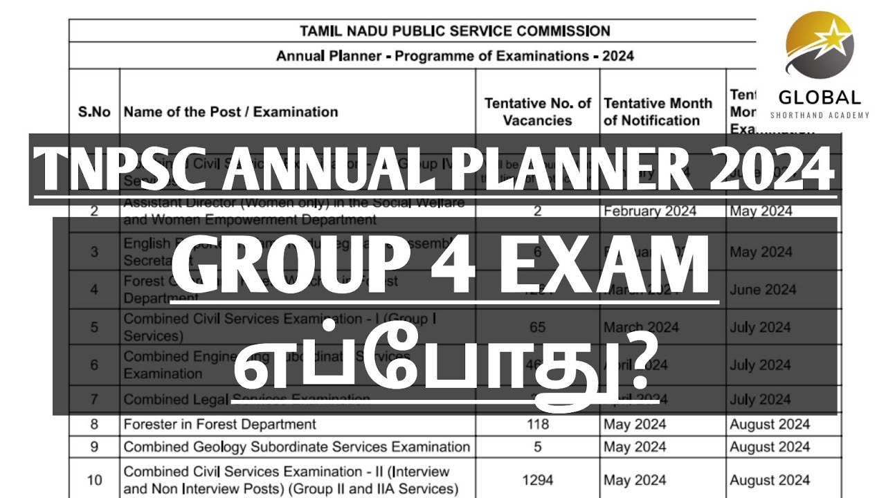 TNPSC ANNUAL PLANNER 2024 IN TAMIL STENO TYPIST VACANCY GROUP 4 Tnpsc annual planner 2024 in tamil steno typist vacancy group 4