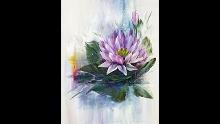 Lotus, Easy Painting, Floral, Acrylic Painting, Abstract Background / Einfach Malen, V451