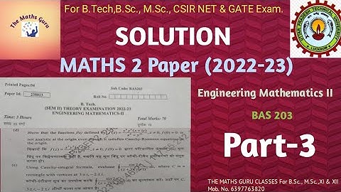Solution Part-3 ||Question Paper 2022-23 AKTU||Engineering Mathematics II (BAS-203)