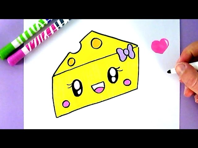 CUTE FOOD : HOW TO DRAW CUTE CHEESE - EASY DRAWING - YouTube