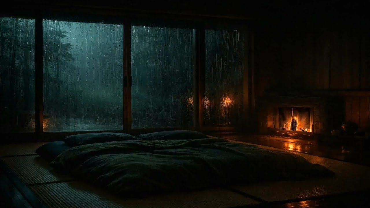 FALL SLEEP IN 5 MINUTES💤🌧️Rainy Day Dark Bedroom Ambience for Stress Relief and Gentle Healing