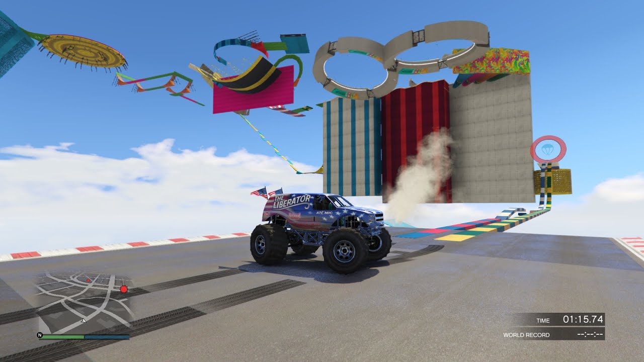 Gta 5 Monster truck Parkour 222.222% of people punch the wall trying to complete this hard parkour c