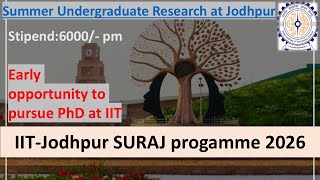 👉 IIT Jodhpur SURAJ Summer Undergraduate Research Internship 2026 | Full Details & How to Apply
