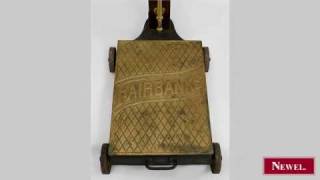 Antique American Victorian standing scale with mahogany