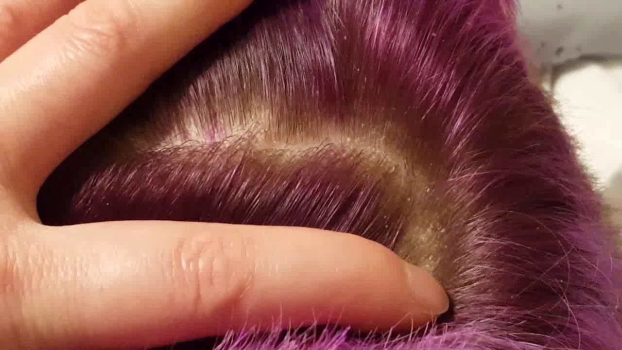 Read description ASMR purple hair dandruff scalp scratching picking comb fingernails talking