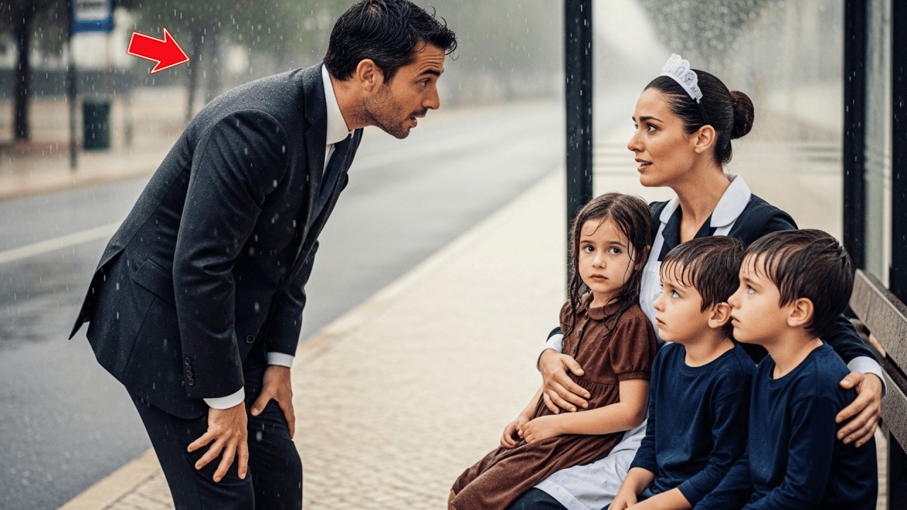 AO SE REFUGIAR NA ESTAÇÃO, MILIONÁRIO REENCONTRA EMPREGADA DESESPERADA COM TRÊS CRIANÇAS NA CHUVA