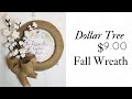 Fall Dollar Tree $9 DIY Wreath Cotton & Burlap