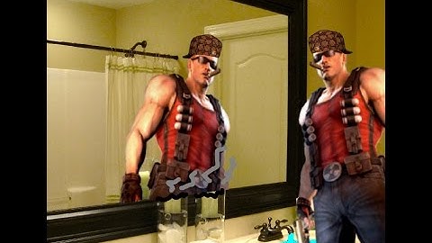 Duke admires himself in a Mirror