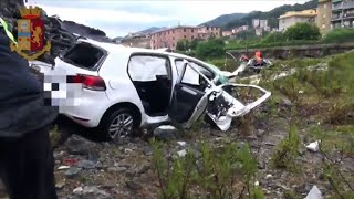 Italian police release images of the morandi bridge in genoa a few
minutes after its collapse last tuesday. incident left dozens dead and
sparked nationw...