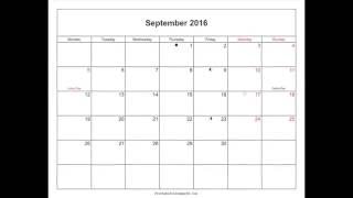 Free September 2016 Calendar Printable with Holidays and Notes in Word, PDF Free September 2016 Calendar Printable with Holidays and Notes in Word, PDF