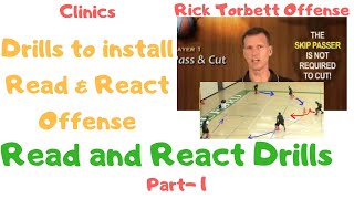 Read and React Offense Drills. Basketball Drills to install Rick Torbett Offense. Part- 1 Clinic