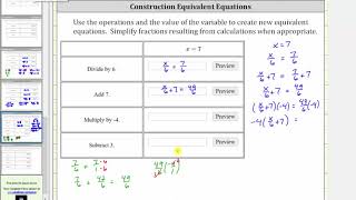 Determine Equivalent Equations Given x = a  (4 Operations) Ex 1