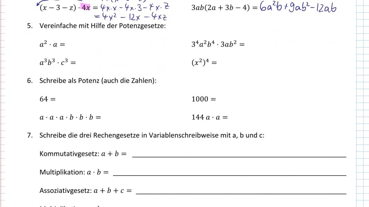 Vereinfachen Von Summen Und Produkten Klasse 8 Summen und Produkte vereinfachen, Potenzgesetze - YouTube