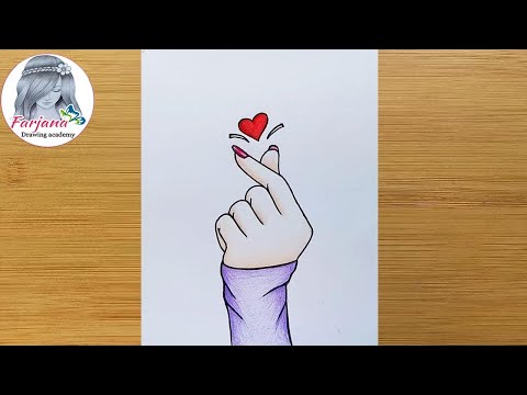 How to draw a Tumblr Korean Heart || A Beautiful Girl Hand Holding Love Icon || Art Video