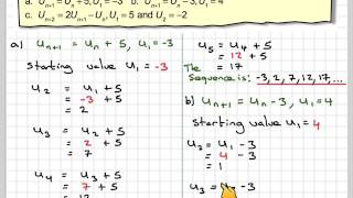 Generating sequences using recurrence formulae