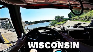 Real life ATS truck simulator POV. Driving along the river in Wisconsin.