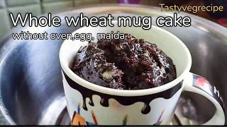 Whole wheat chocolate mug cake recipe in sauce pan/eggless, without
oven, maida