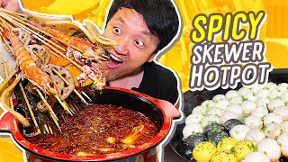 EXTREME SPICY Skewer Hotpot BBQ & JUICY FRIED BUNS! Chinatown FOOD TOUR