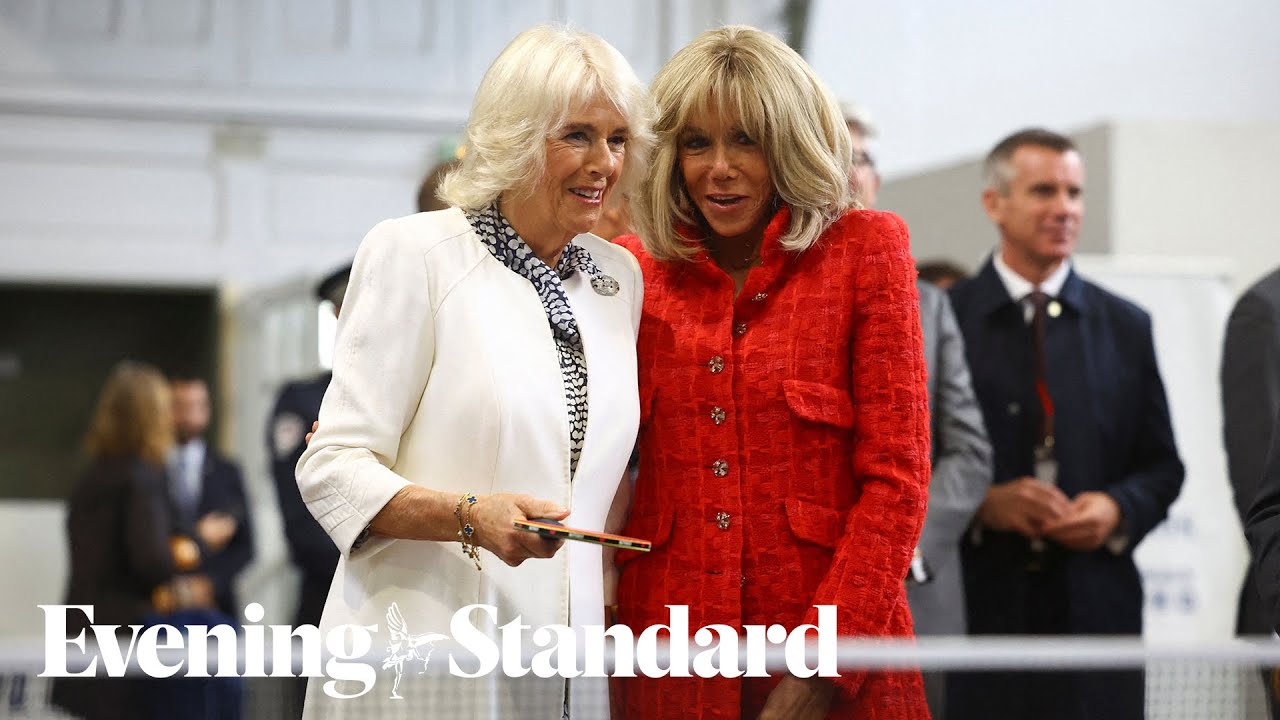Watch: Queen Camilla takes on Brigitte Macron in game of table tennis