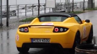 Yellow tesla roadster sport closer look and drive by!!